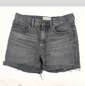 Everlane The Denim Short Charcoal Washed Black Distressed Jean Shorts Size 27